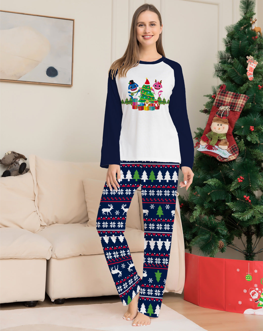 Kerstmis Familie Matching Kerstpyjama Sets met Kerstmisprint  voor Gezin & Koppels