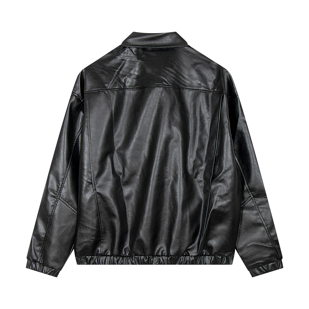 Casual Jacket van PU-Leer met Geborduurde Letters voor Heren