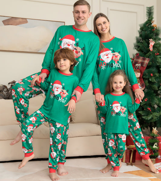 Kerstmis Familie Casual Matching Kerstpyjama Sets met Kerstmisprint voor Gezin & Koppels