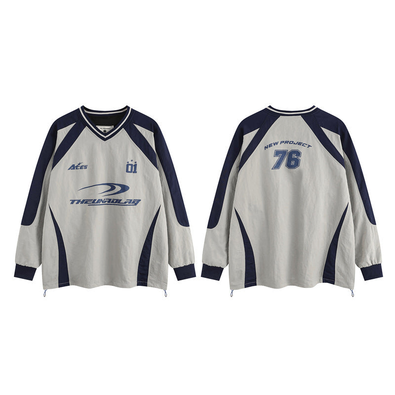 Amerikaanse Retro Contrasterende Letterprint V-hals Trui voor Heren & Jongens