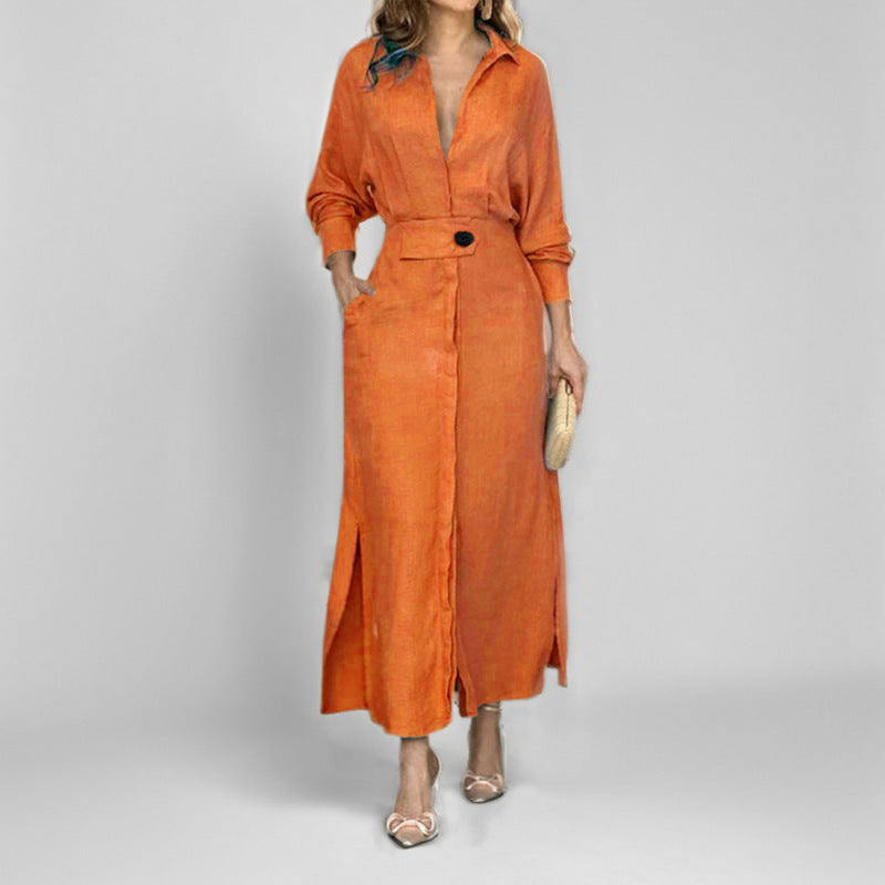 Casual Elegante Effen Kleur Getailleerde Event/ Businessjurk met Lange Mouwen voor Dames & Plus-size