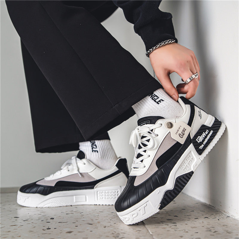 Europese Unieke Ontwerp Casual Colorblocking Sneakers van PU-Leer met Veters voor Unisex