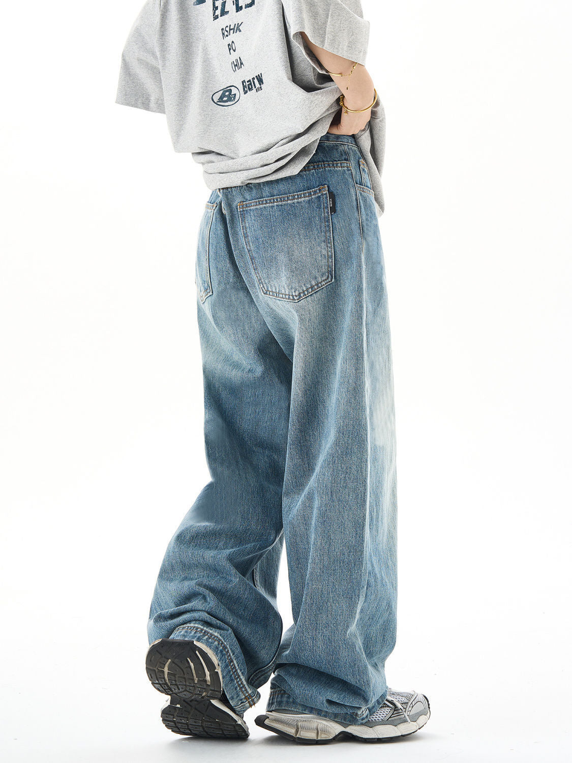 Amerikaanse Street Stijl  Retro Washed Straight Jeans voor Dames/ Plus-size & Meisjes