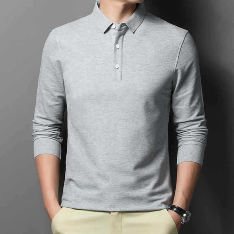 Casual Comfortabel Klassiek Effen Kleur Poloshirt met Lange Mouwen en Revers voor Heren & Jongens