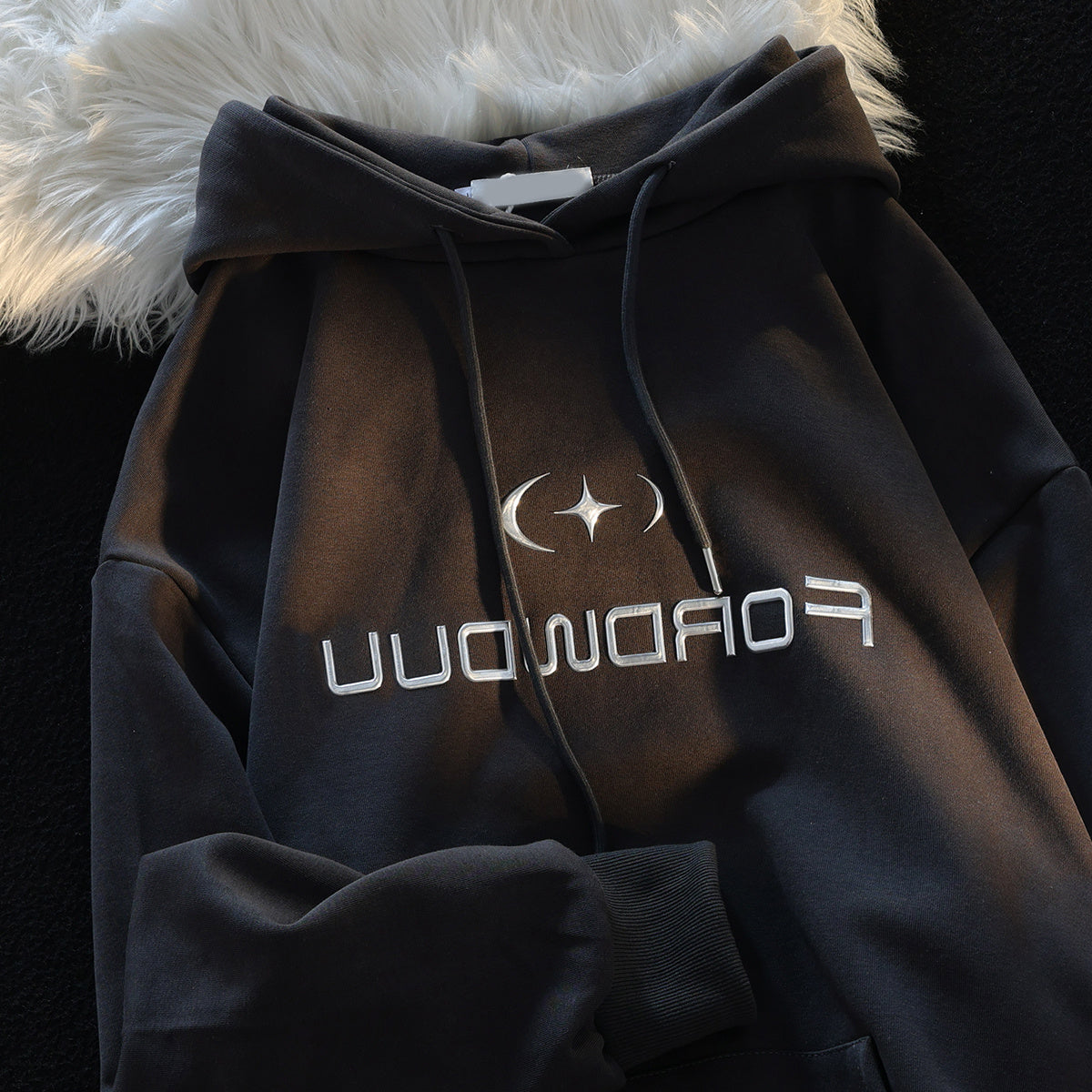 Retro high-end driedimensionale letter hoodie voor mannen en vrouwen