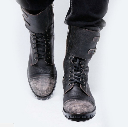 Europese en Amerikaanse Vintage Casual Militaire/ Biker Boots van PU-Leer met Gesp Vetersluiting