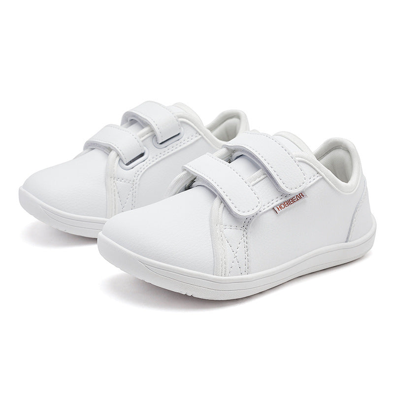 Casual Lichtgewicht Barefoot Sneakers van PU-Leer met Brede Neus en Klittenband voor Kids & Teenager