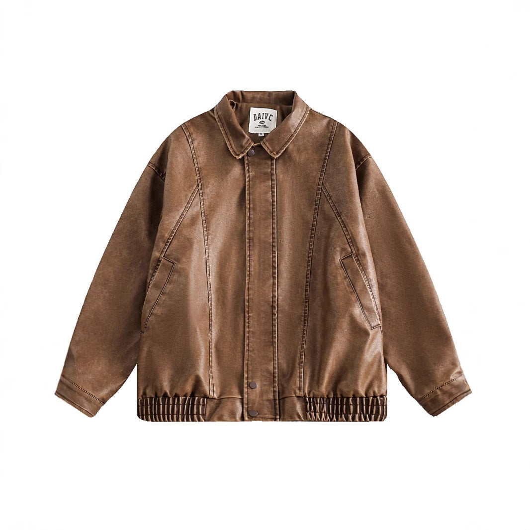 American Retro Casual All-match Jacket van PU-Leer met Ritssluitng voor Dames & Plus-size