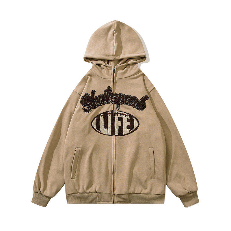 American Retro Street Geborduurde Letter Hoodie