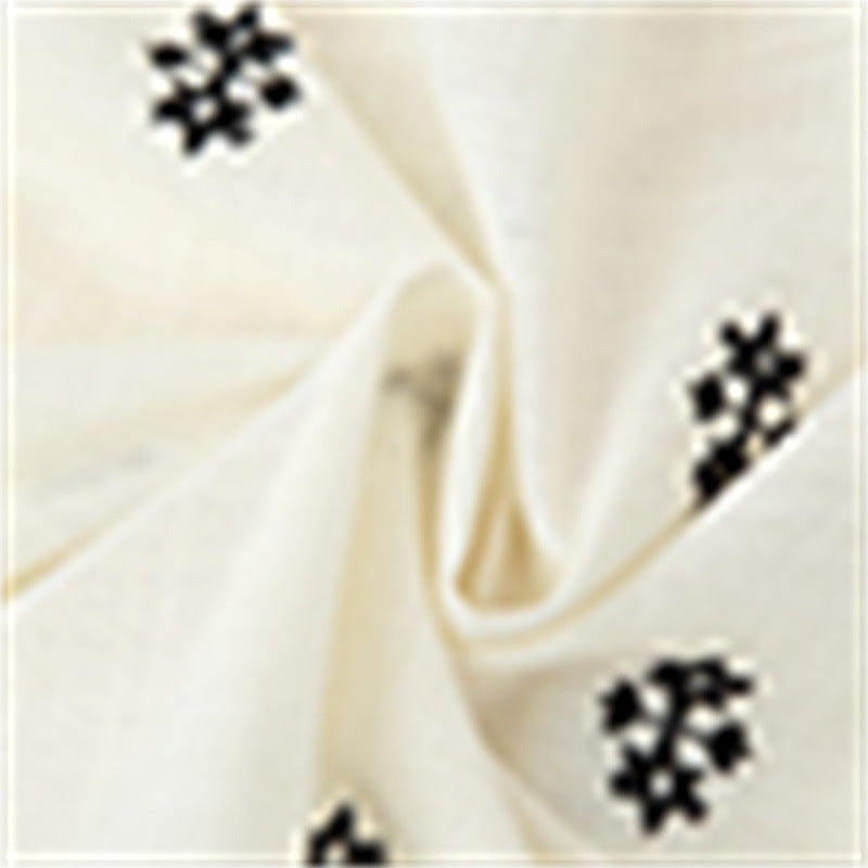 Europese Modieuze Casual Vintage Oversized Geborduurde Shirt met Lange Mouwen en Trekkoord voor Dames & Meiden