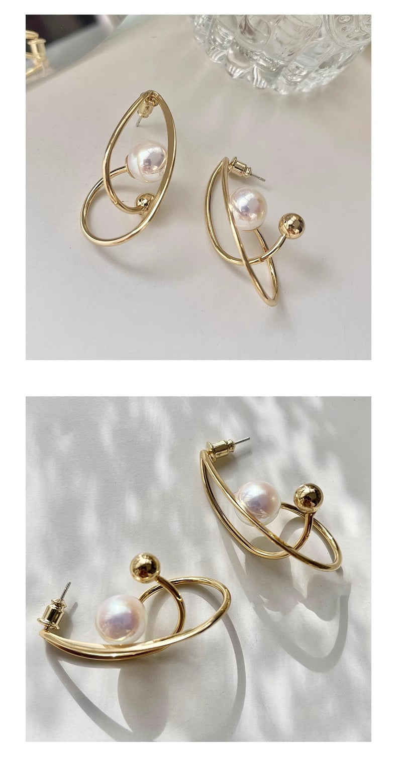 Europese Elegante Hoogwaardige Geometrisch Pareloorbellen in Franse Stijl voor Dames