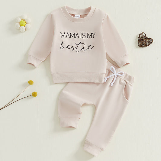 Mode  Tweedelig-set Sweatshirt met letterprint & Broek voor Baby's/Peuters in Europese en Amerikaanse Stijl