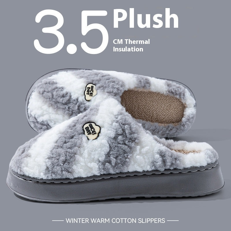 Women's Warm Non-slip Mute Velvet Cotton Slippers voor Unisex