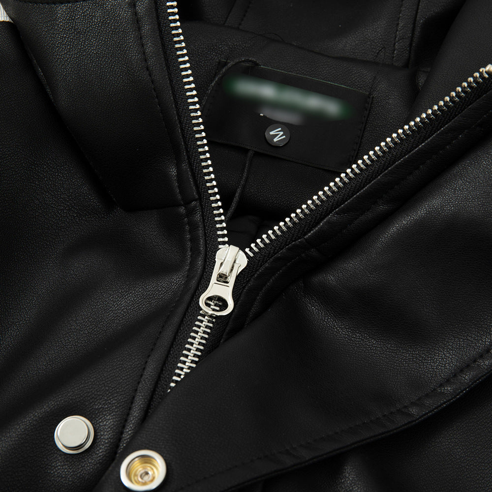 Casual Gestreepte Jas van PU-Leer met Capuchon en Rits voor Heren