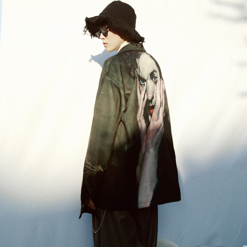 Trendy Vintage Oil Painting van Portrait Of Men in Jacket voor Heren/ Dames & Plus-size