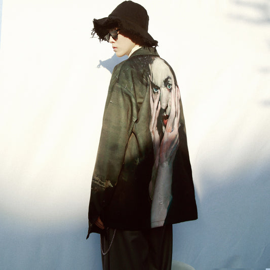 Trendy Vintage Oil Painting van Portrait Of Men in Jacket voor Heren/ Dames & Plus-size