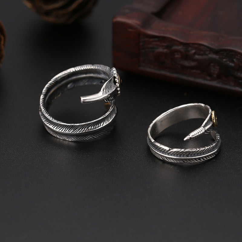 S925 Sterling Zilveren Ring Indiase Veer voor Uniseks