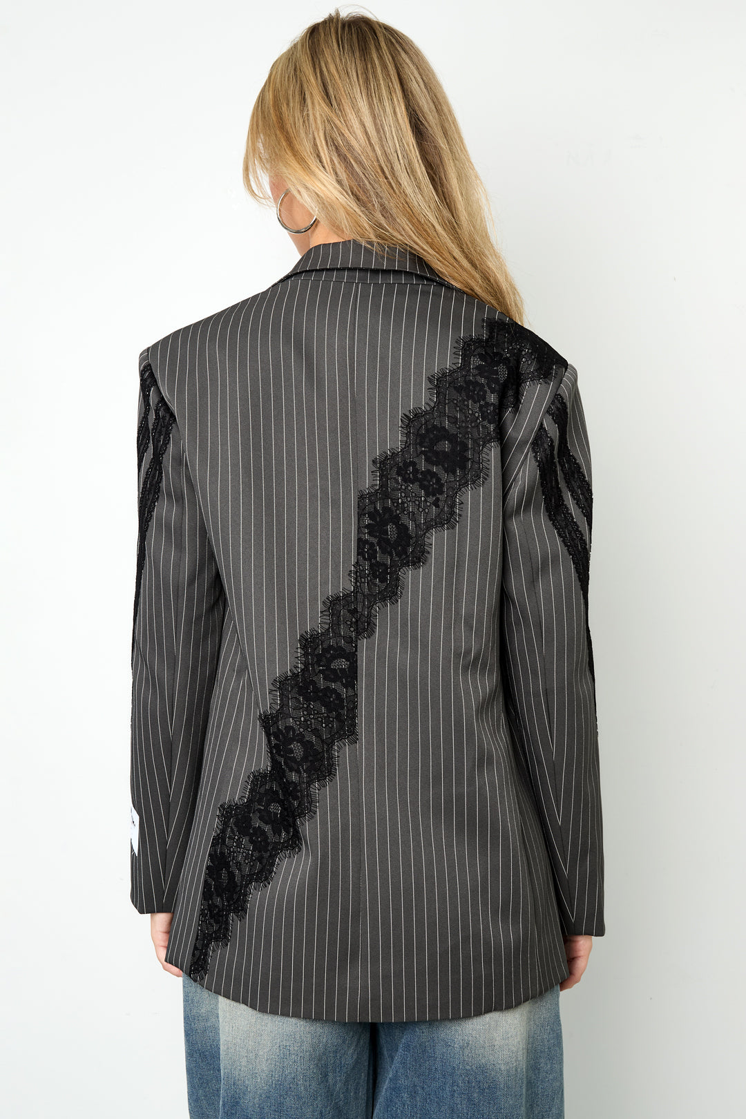 Geweven Polyestervezel Vrouwen Suit Set Elegant Strepen Kantenpaneel