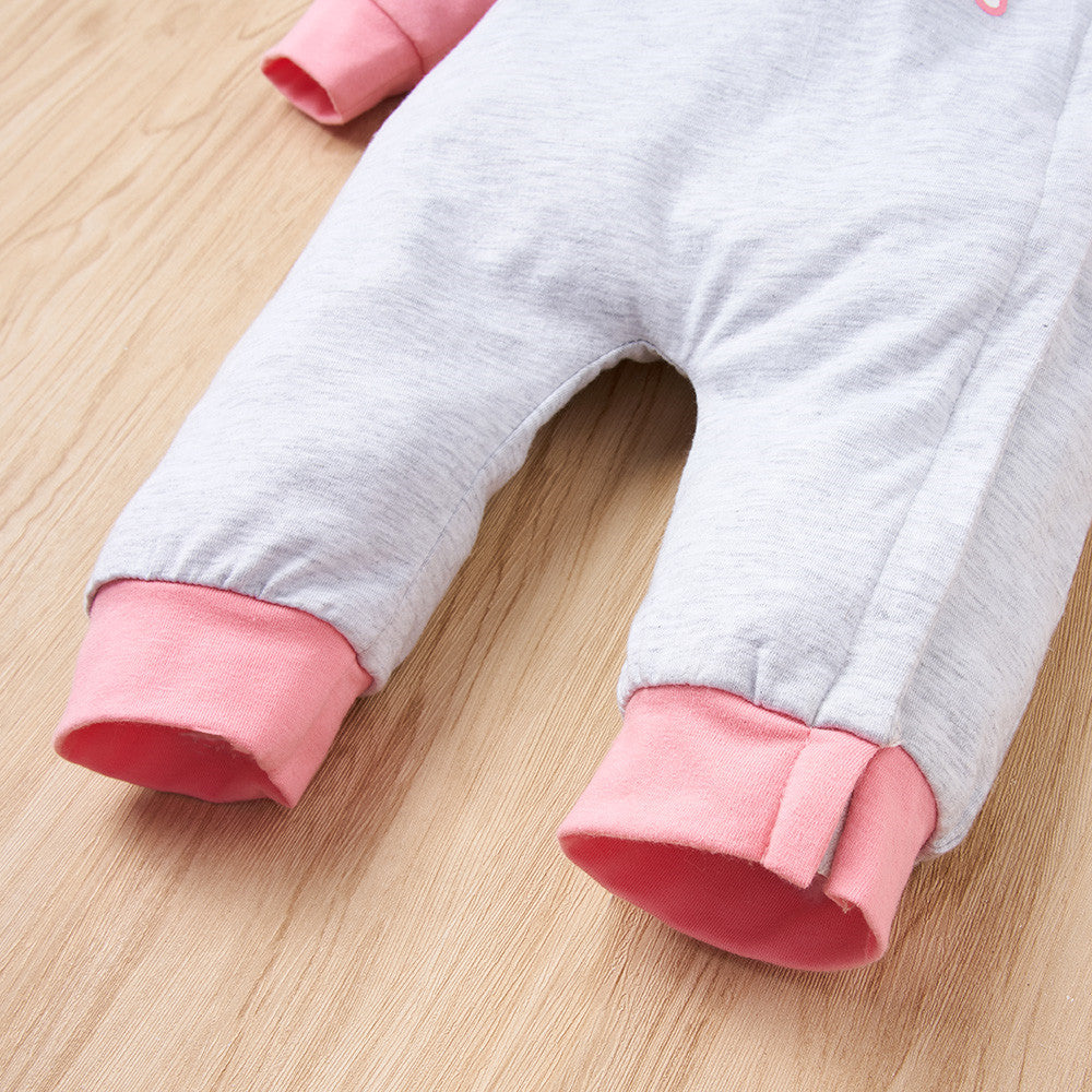 Outfit voor Kinderen Roze / Grijze  Romper Jumpsuits met Capuchon