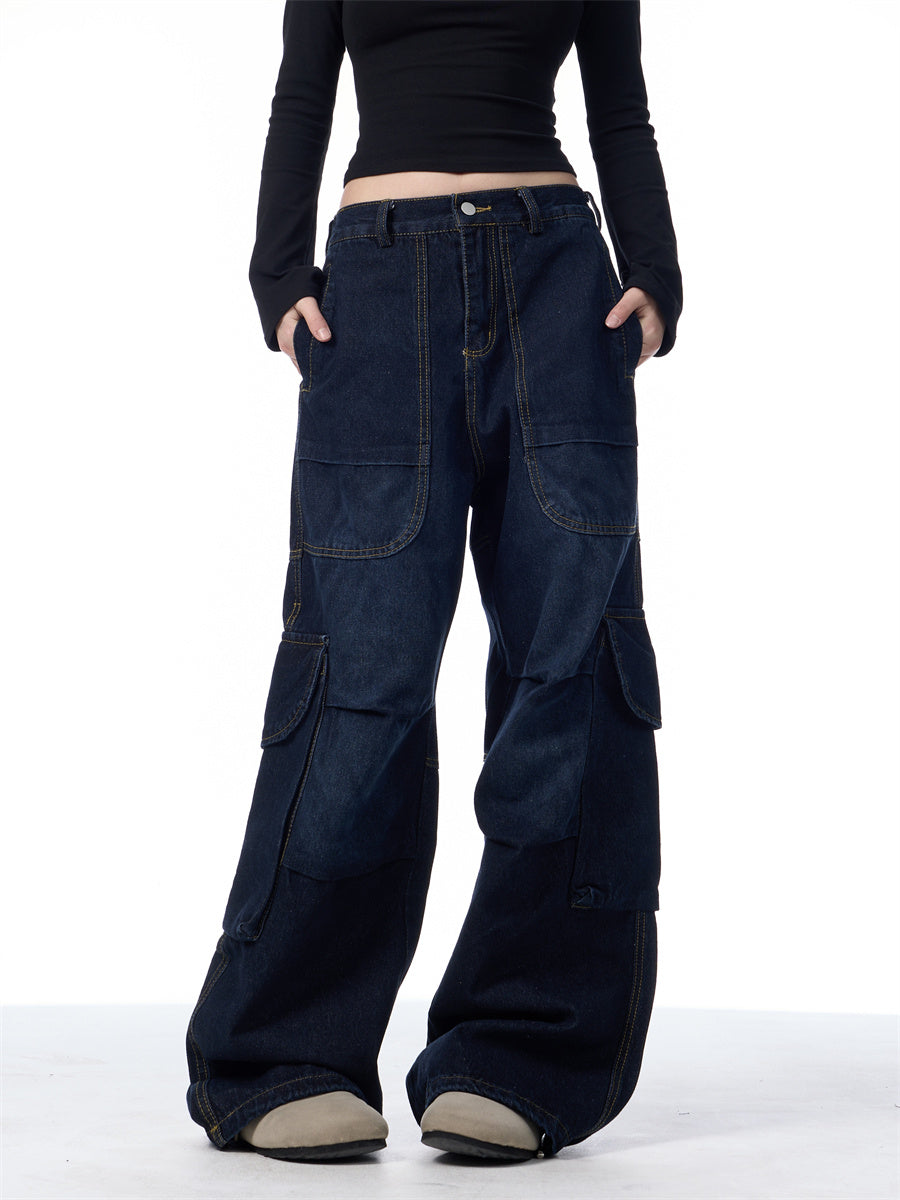 American Designer Vintage Crumpled Cargo Jeans voor Dames & Meiden