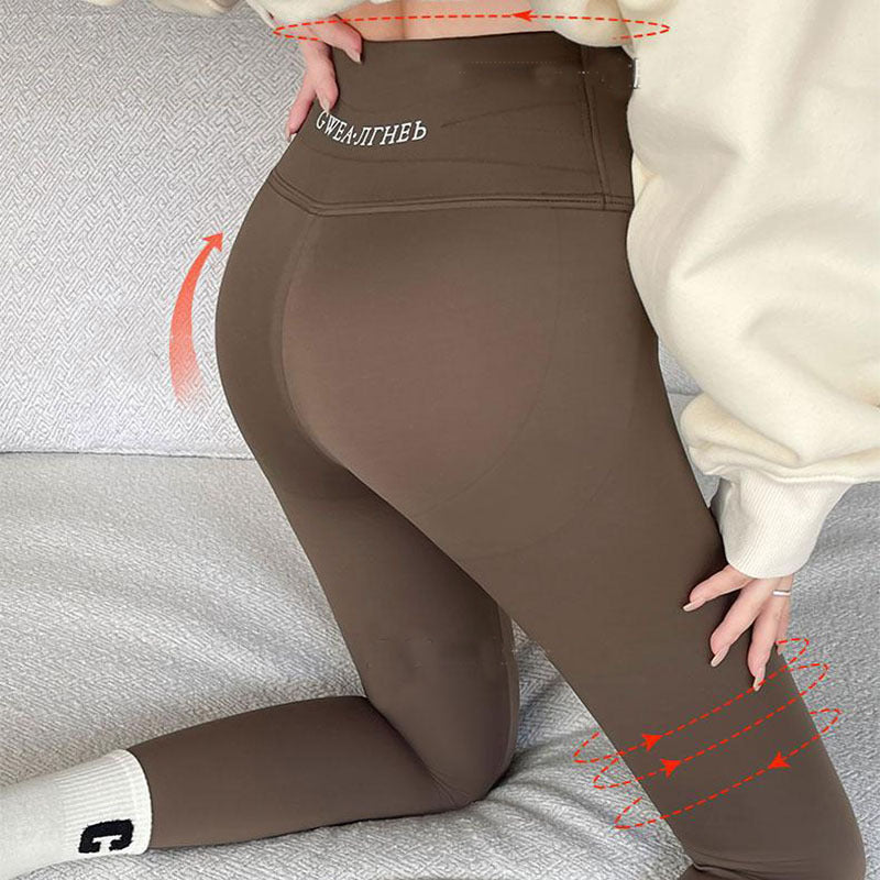Unieke Designer Ontwerp Winter warme Verdikte Slanke Hoge Taille Thermo-Legging ( -20 tot 5 Graden ) in Effen Kleur voor Dames & Plus-size