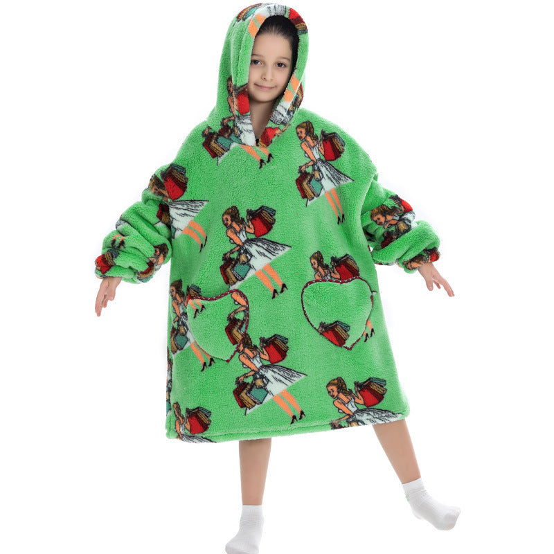 Oversized Flanellen Thermische Pyjama Sweatshirt met Print voor Kinderen / Tieners