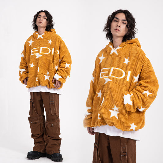 Amerikaanse Street Style Losse Capuchon Trui met Sterpatroon voor Unisex