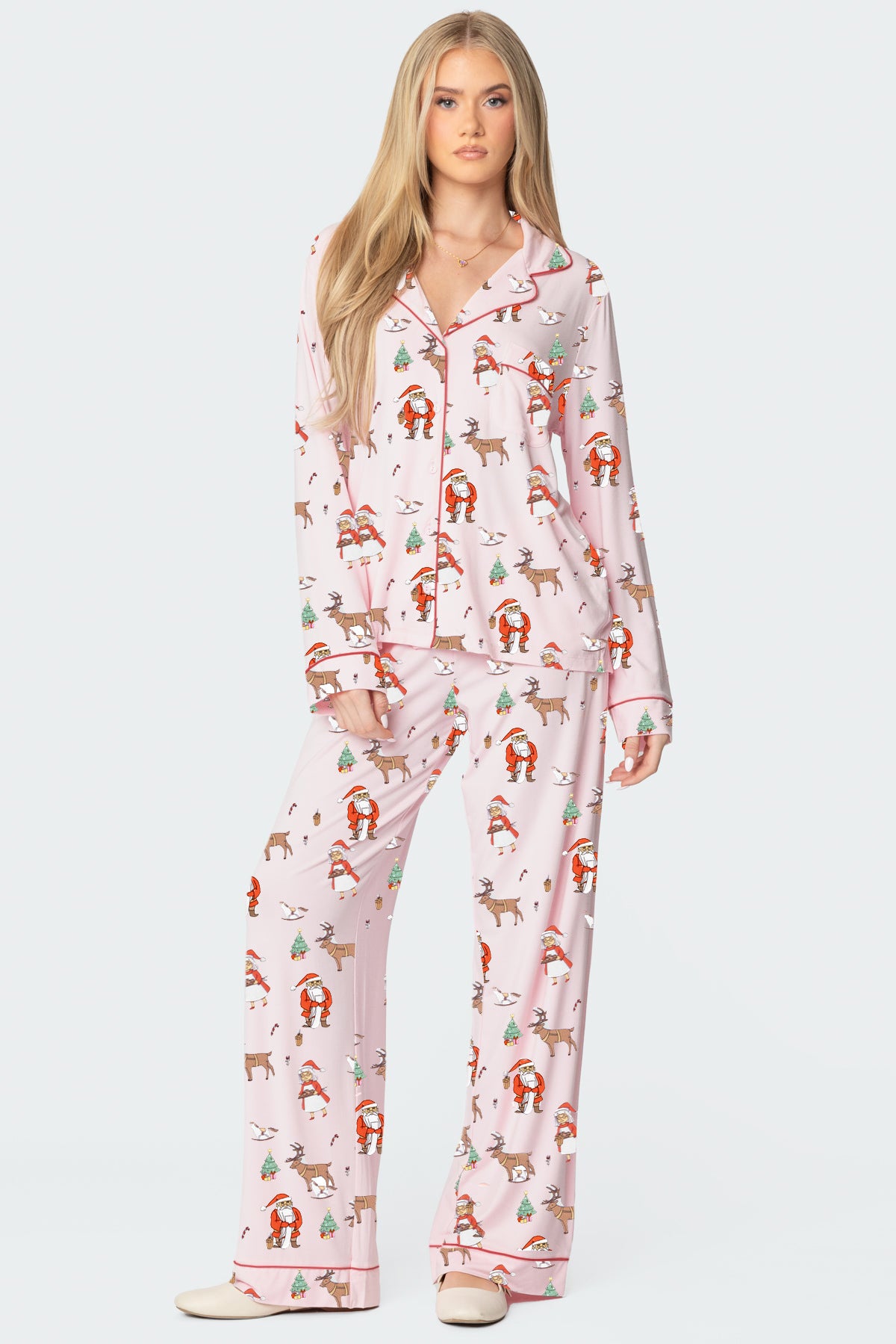 Kerstmis Stijlvolle Casual Bedrukte Kerstmisprint Huis/ Pyjama-outfit voor Dames & Meiden