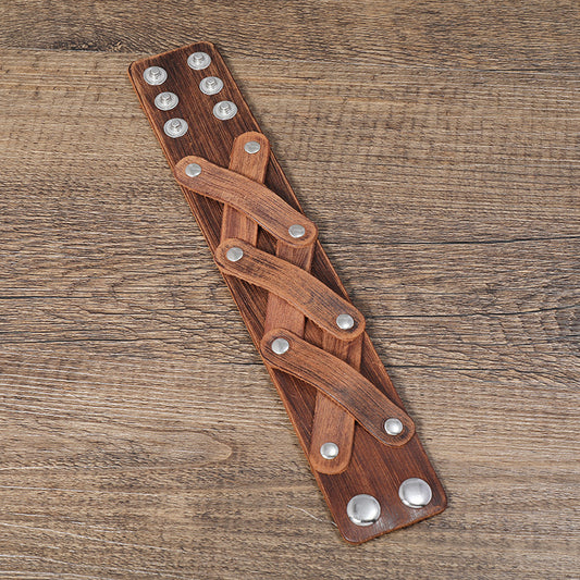 Vintage Eenvoudige Oude Meerlaagse Armband van Leer voor Unisex
