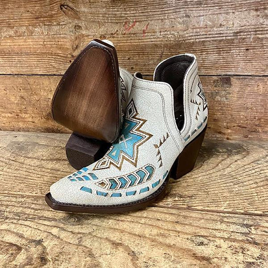 Europese en Amerikaanse Trendy Klassieke Etnische Geborduurde Cowboy Boots van Echt Leer met Middelhoge Dikke Hak voor Dames & Meiden