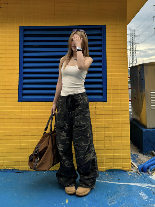 Amerikaanse Stijl Straight Pleated Camouflagejeans voor Dames / Plus-size & Meisjes