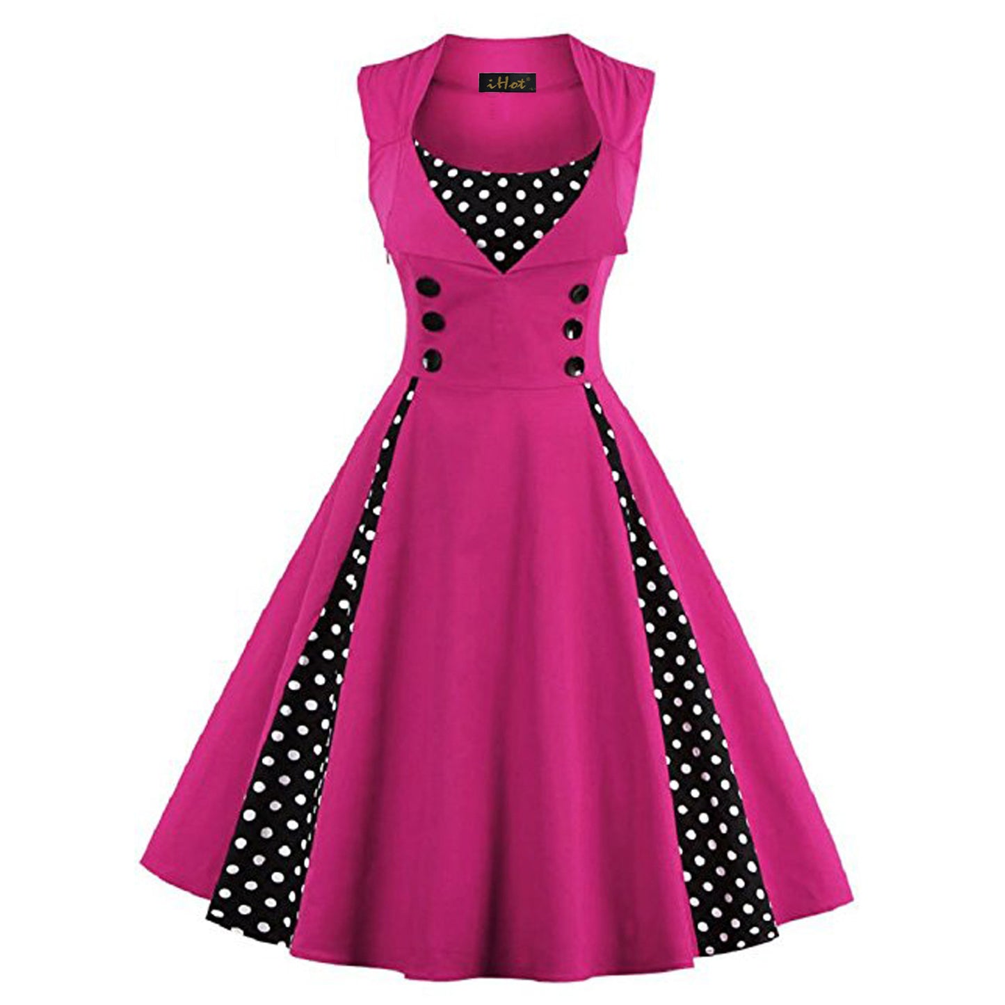Hepburn Style Retro Elegante Cocktailjurk met Bedrukte Patroon voor Dames & Plus-size
