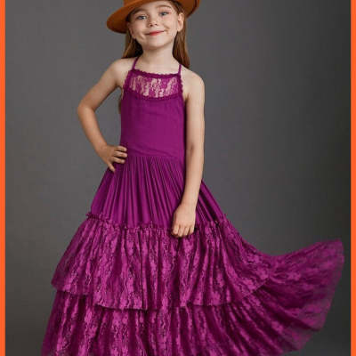 Meisjes Kant Katoenen Bohemen Lange Jurken