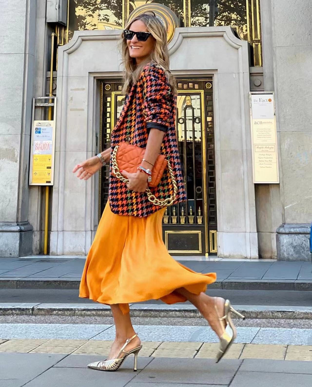 Casual/ Business Losse Colbert met Pied-de-poule Patroon met Knoopsluiting voor Dames & Plus-size