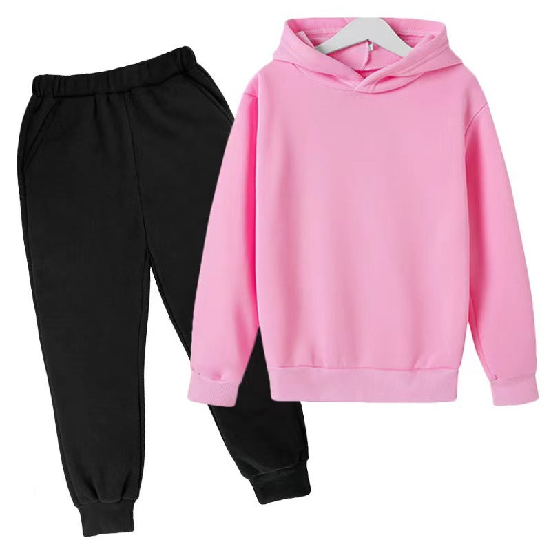 Tweedelige Set Casual Effen Kleur Fleece Hoodie & Joggingbroek voor Kinderen/ Tieners