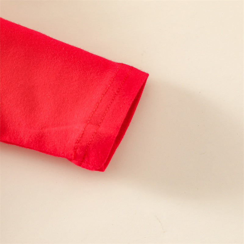 Kerstmode 3-delige Set Haarband met Strik Romper met Lange Mouwen en Print & Jarretellerok met Kerstprint voor Baby's/Peuters